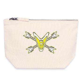 Guitar Skull and Crossbones - Canvas Zip Pouch 18 x 19 cm - nature - Front