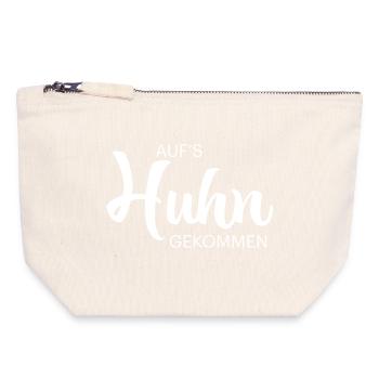 Fans de poulet - Coq - Coq - Poulet fleur - Bio - Pochette zippée en toile 18 x 19 cm - blanc naturel - Devant
