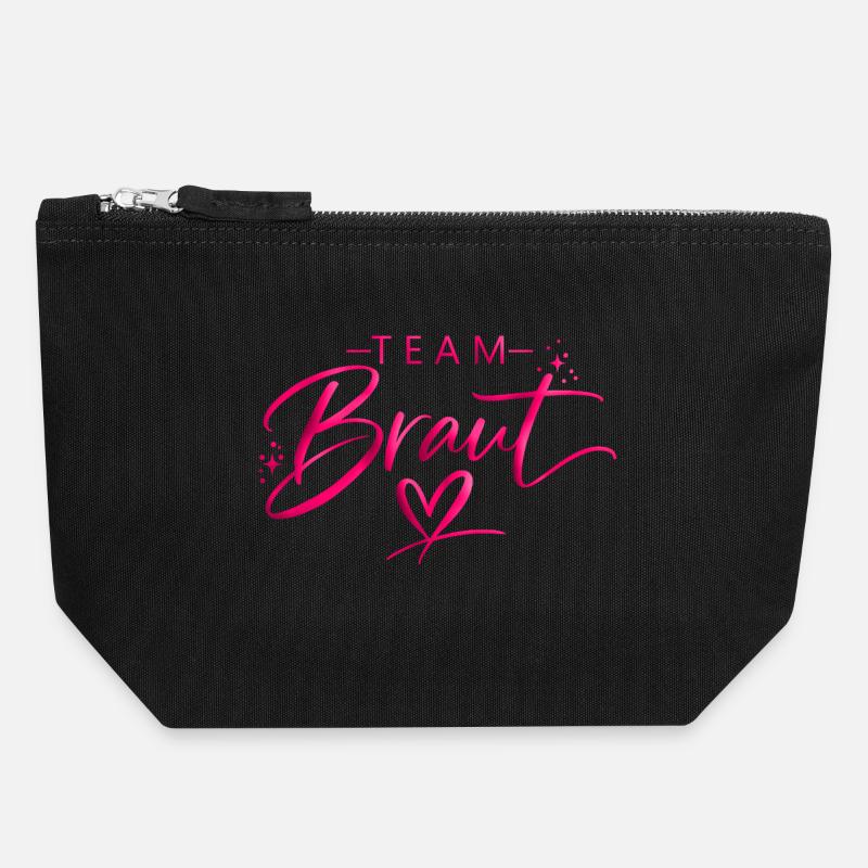 Team Braut Pink Herz Logo - Canvas Reißverschluss-Täschchen (18 x 19 cm) - Schwarz