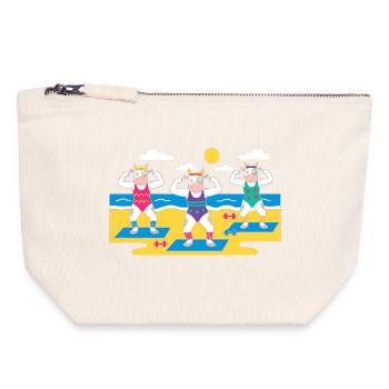 Plage de Yoga des Vaches - Pochette zippée en toile 18 x 19 cm - blanc naturel - Devant