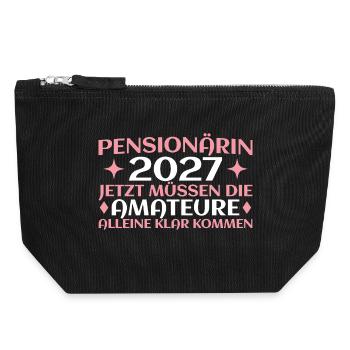 Pensionärin 2027 Abschied Beamtin Lustig - Canvas Reißverschluss-Täschchen (18 x 19 cm) - Schwarz - Vorne