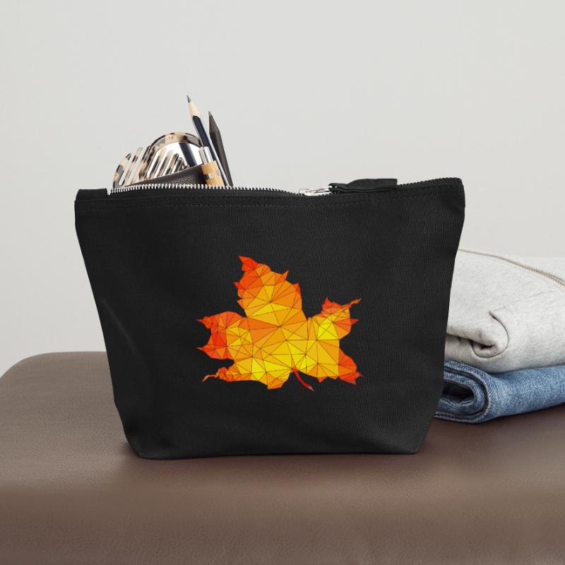 Polygonal Autumn Maple Tree Leaf Poly Art Canvas Zip Pouch 18 x 19 cm