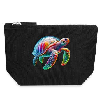 Turtle - Canvas Zip Pouch 18 x 19 cm - black - Front