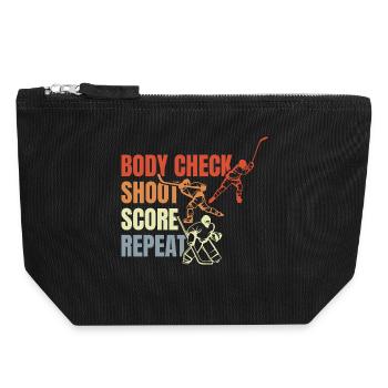 Le dicton du hockey sur glace - Pochette zippée en toile 18 x 19 cm - noir - Devant