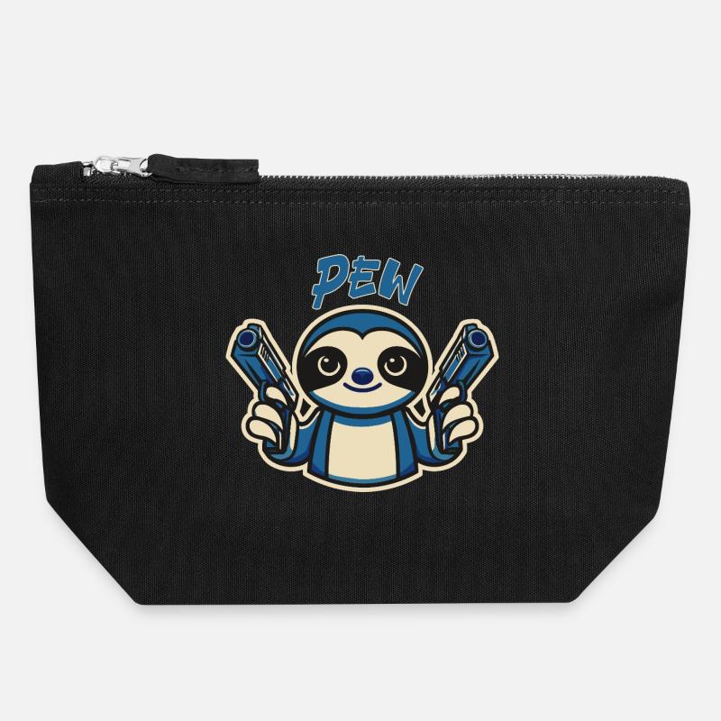 Cute Sloth Pew - Canvas Zip Pouch 18 x 19 cm - black