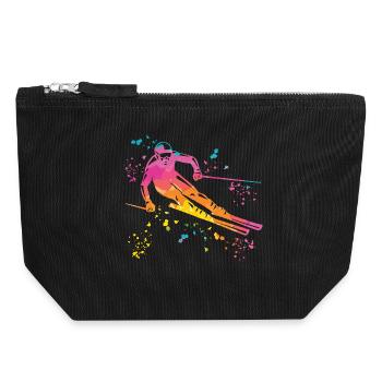 Alpine skiing Winter sports Nordic skiing - Canvas Zip Pouch 18 x 19 cm - black - Front