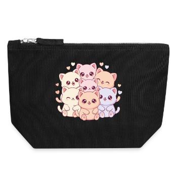 Bande de Chats Pastel - Pochette zippée en toile 18 x 19 cm - noir - Devant