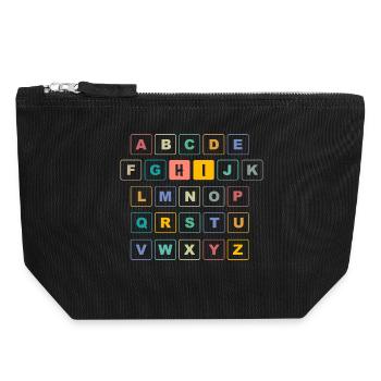 ABC Button HI - Kindergarten Preschool - Canvas Zip Pouch 18 x 19 cm - black - Front