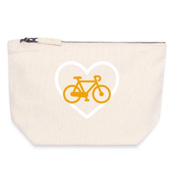 Cycling Heart Bike Sport Passion Gift - Canvas Zip Pouch 18 x 19 cm - nature - Front