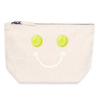 Visage Heureux du Tennis - Pochette zippée en toile 18 x 19 cm - blanc naturel - Devant