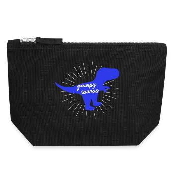 Grumpysaurus Drôle de dinosaure T-Rex bleu - Pochette zippée en toile 18 x 19 cm - noir - Devant