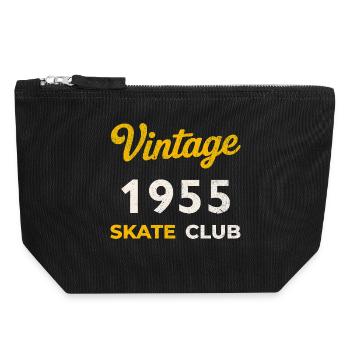 Vintage 1955 Skate Club Retro Geburtsjahr Geschenk - Canvas Reißverschluss-Täschchen (18 x 19 cm) - Schwarz - Vorne