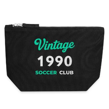 Vintage 1990 – Soccer Club Retro Birth Year - Canvas Zip Pouch 18 x 19 cm - black - Front