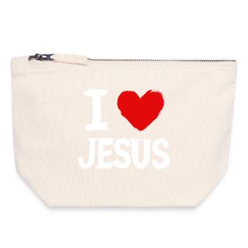 I Love Jesus - Canvas Zip Pouch 18 x 19 cm - nature - Front