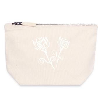 Roses - Pochette zippée en toile 18 x 19 cm - blanc naturel - Devant