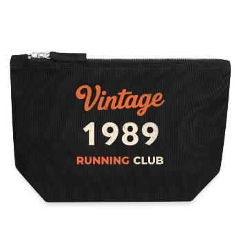 Vintage 1989 Running Club Birthday Gift Idea - Canvas Zip Pouch 18 x 19 cm - black - Front