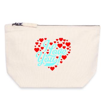 i love you - Pochette zippée en toile 18 x 19 cm - blanc naturel - Devant