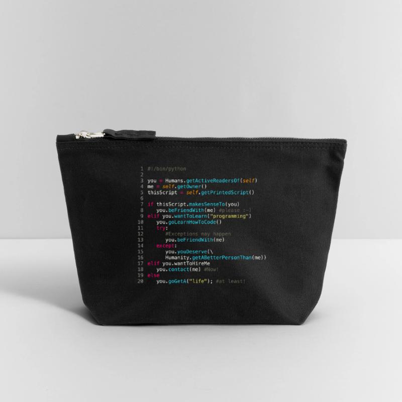 Être amis avec les programmeurs (en Python) Pochette zippée en toile 18 x 19 cm