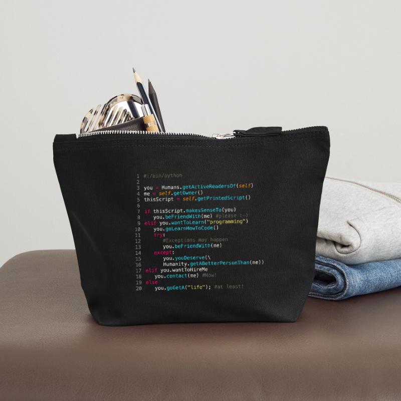 Être amis avec les programmeurs (en Python) Pochette zippée en toile 18 x 19 cm