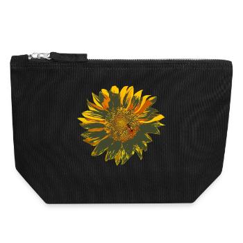 sonnenblume - Canvas Reißverschluss-Täschchen (18 x 19 cm) - Schwarz - Vorne