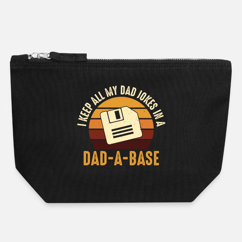 Dad Joke Floppy Disk Retro Design - Canvas Zip Pouch 18 x 19 cm - black