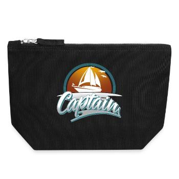 Capitaine Bateau à moteur Voilier Bateau Bateau - Pochette zippée en toile 18 x 19 cm - noir - Devant