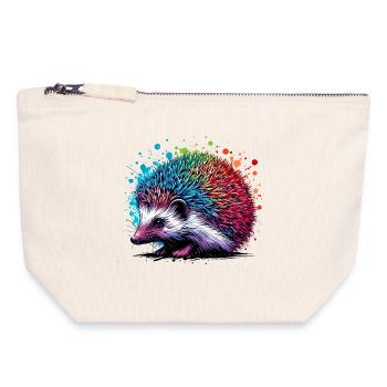 Igel - Canvas Reißverschluss-Täschchen (18 x 19 cm) - Naturweiß - Vorne