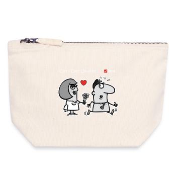 Love or Flight – Offbeat Humor (Dark Version) - Canvas Zip Pouch 18 x 19 cm - nature - Front
