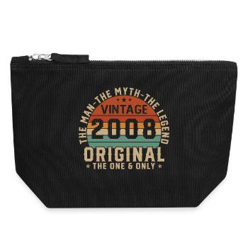 2008 Vintage Retro Birthday Gift - Canvas Zip Pouch 18 x 19 cm - black - Front