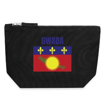 GWADA Guadeloupe flag t-shirt - Canvas Zip Pouch 18 x 19 cm - black - Front