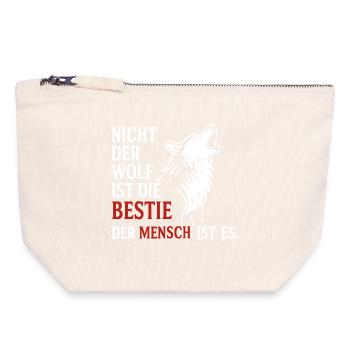 Le design de CoolesWolfs avec le dicton - Pochette zippée en toile 18 x 19 cm - blanc naturel - Devant
