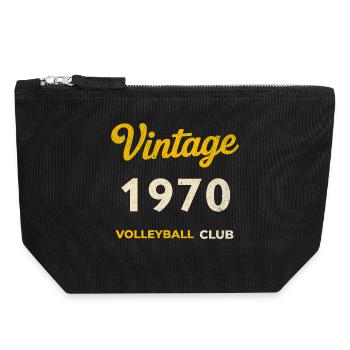 Millésime 1970 – Club de volley-ball Rétro Année de naissance - Pochette zippée en toile 18 x 19 cm - noir - Devant