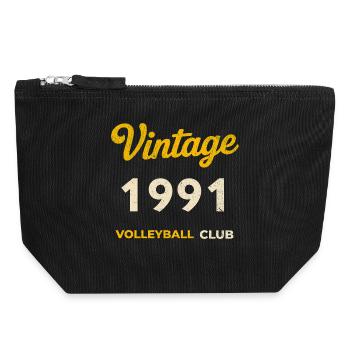 Millésime 1991 – Club de volley-ball Rétro Année de naissance - Pochette zippée en toile 18 x 19 cm - noir - Devant
