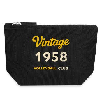 Millésime 1958 – Club de volley-ball Rétro Année de naissance - Pochette zippée en toile 18 x 19 cm - noir - Devant