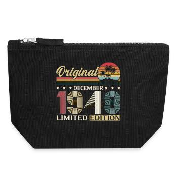 77th Birthday Original December Born 1948 - Canvas Zip Pouch 18 x 19 cm - black - Front