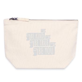 Sois gentil, sois sincère, sois toi-même, un amour de soi inspirant - Pochette zippée en toile 18 x 19 cm - blanc naturel - Devant