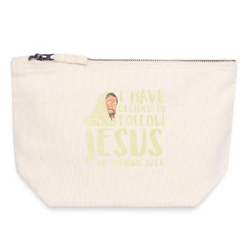 J’ai décidé de suivre le dessein chrétien de Jésus - Pochette zippée en toile 18 x 19 cm - blanc naturel - Devant