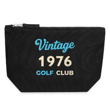 Cadeau rétro de l’année de naissance vintage du club de golf de 1976 - Pochette zippée en toile 18 x 19 cm - noir - Devant