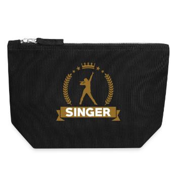 Chanteuse - Chanter - Chanson - Pochette zippée en toile 18 x 19 cm - noir - Devant
