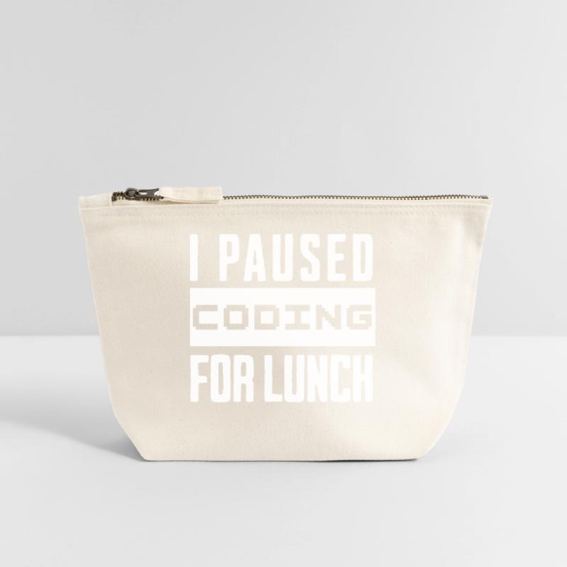 Nerd Coding , I Paused Coding for Lunch Canvas Zip Pouch 18 x 19 cm