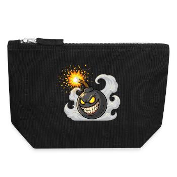 Bombe de dessin animé en colère - Pochette zippée en toile 18 x 19 cm - noir - Devant