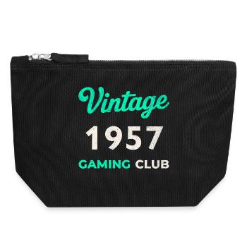 Vintage 1957 – Gaming Club Retro Birth Year - Canvas Zip Pouch 18 x 19 cm - black - Front