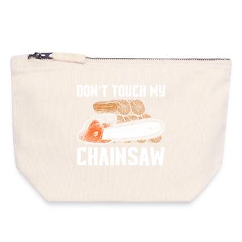 Ne touche pas à ma scie à chaîne qui fabrique des bûcherons - Pochette zippée en toile 18 x 19 cm - blanc naturel - Devant