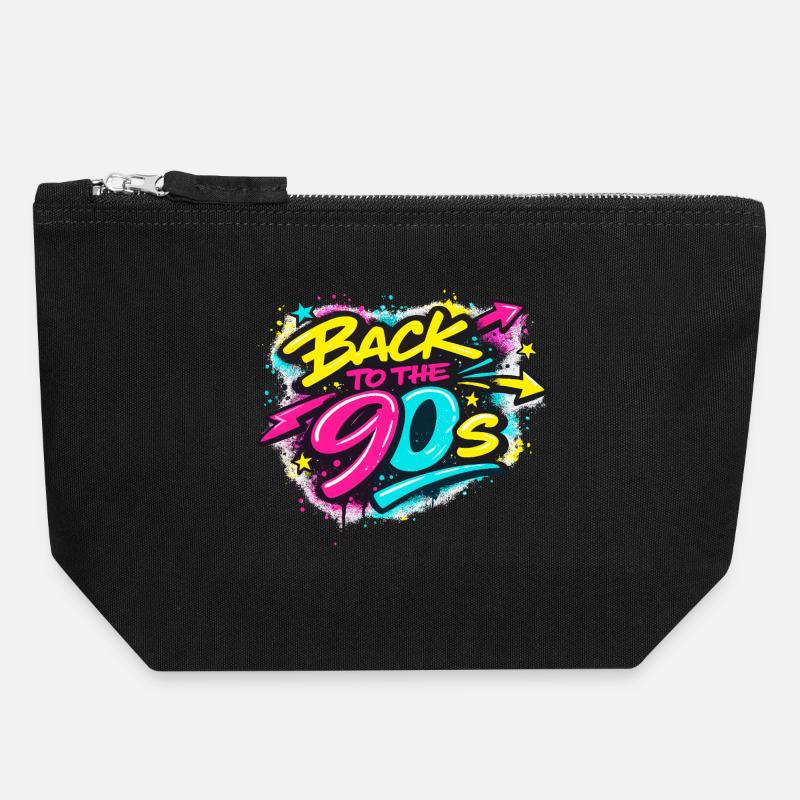 Back to the 90s Neon Graffiti - Canvas Zip Pouch 18 x 19 cm - black