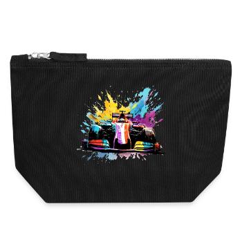 Race Car Speed Colorful Splash Art Racer - Canvas Zip Pouch 18 x 19 cm - black - Front