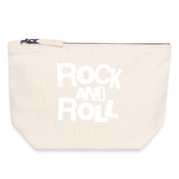 Rock and Roll Bold Typography T-Shirt - Canvas Reißverschluss-Täschchen (18 x 19 cm) - Naturweiß - Vorne
