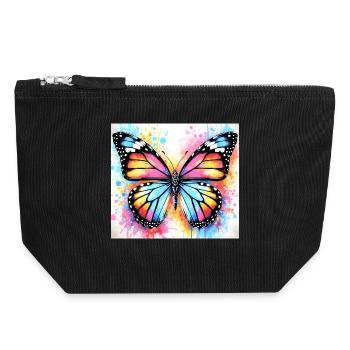 butterfly - Canvas Zip Pouch 18 x 19 cm - black - Front