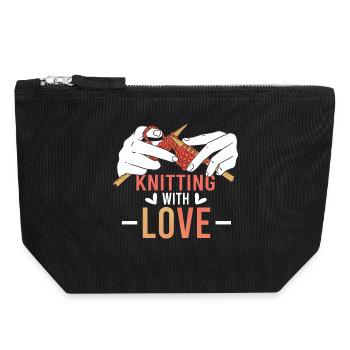 Knitting With Love – Stricken mit Herz - Canvas Zip Pouch 18 x 19 cm - black - Front