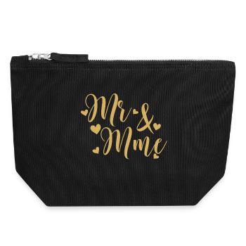 Mr And Mrs Golden Script - Canvas Zip Pouch 18 x 19 cm - black - Front