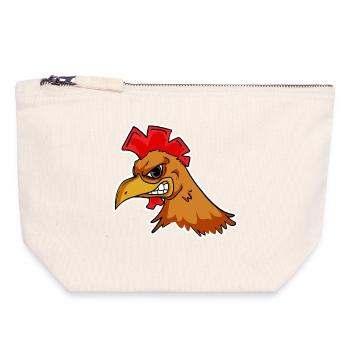 Huhn Kopf - Canvas Reißverschluss-Täschchen (18 x 19 cm) - Naturweiß - Vorne